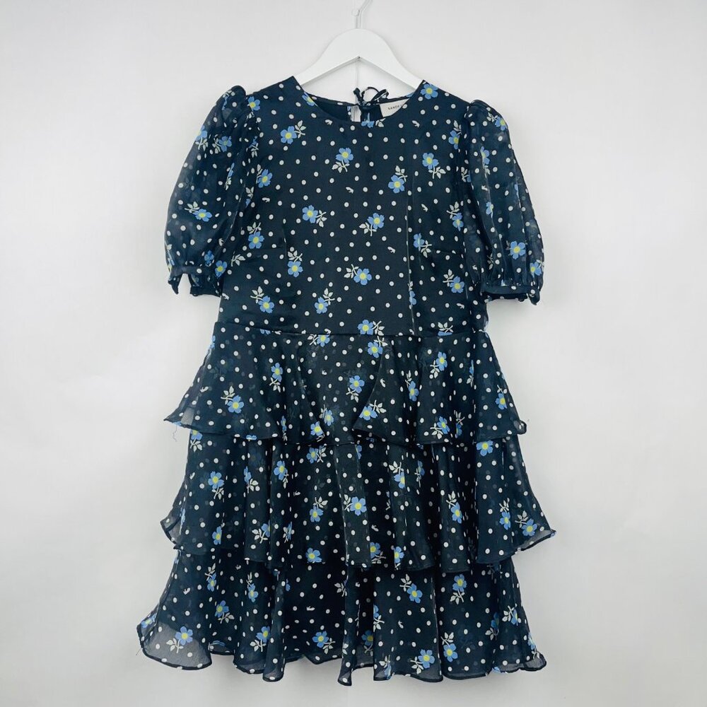 Sandy Liang x Target Dark Floral Tiered Ruffle Dress Size Small